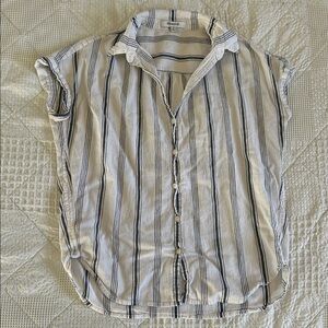 Madewell Ivory and Navy Striped Top